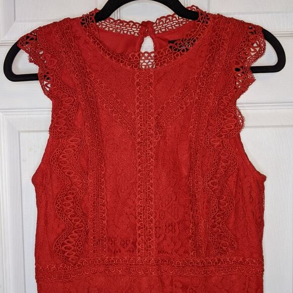 Lulu's My Sweetheart Red Lace Mini Dress M - Picture 9 of 16
